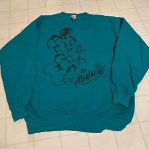 Vintage Disney Teal Minnie Graphic Crewneck Sweatshirt size xl